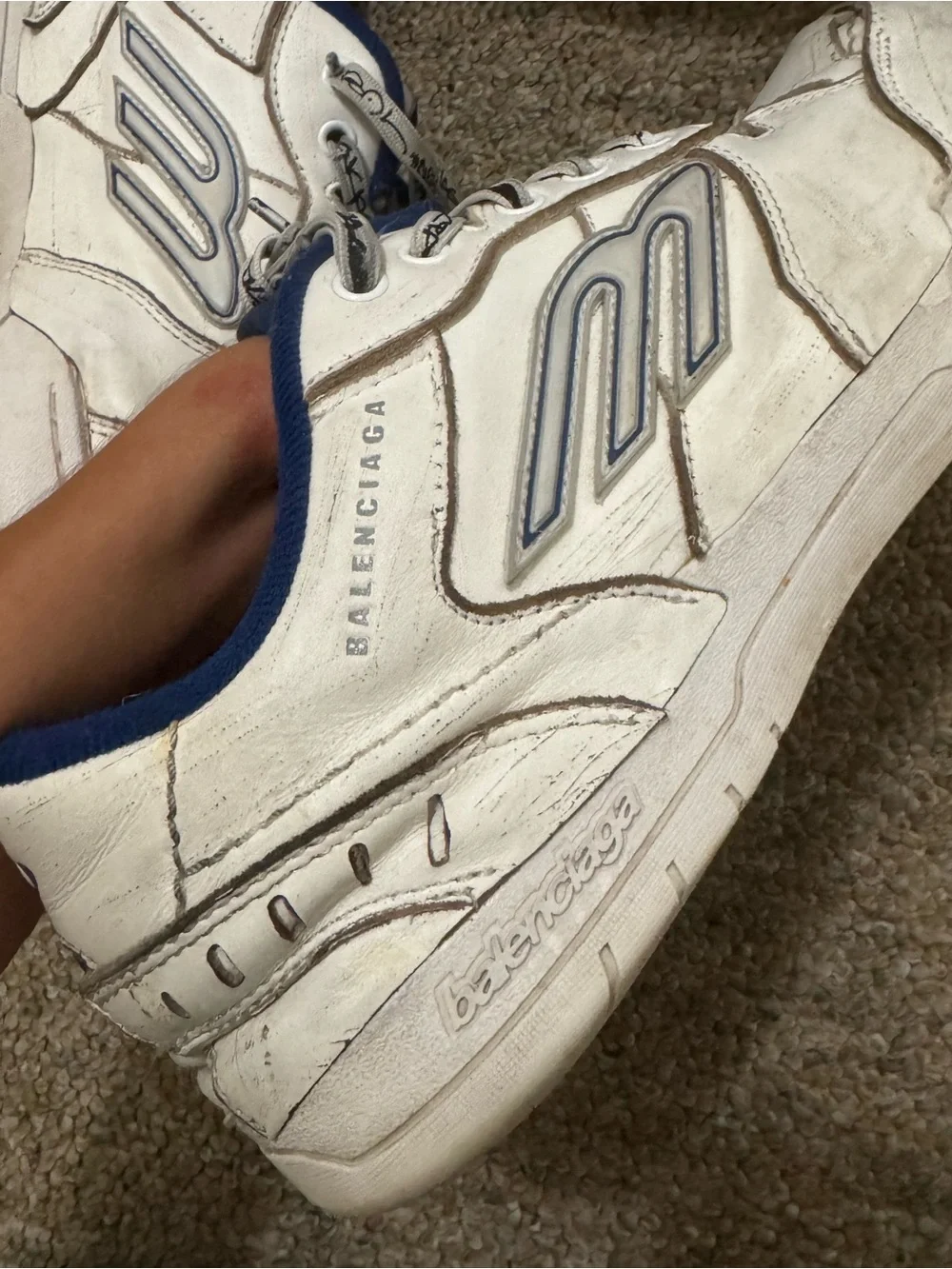 Balenciaga Hamptoms White and Navy Men's Athletic Sneakers